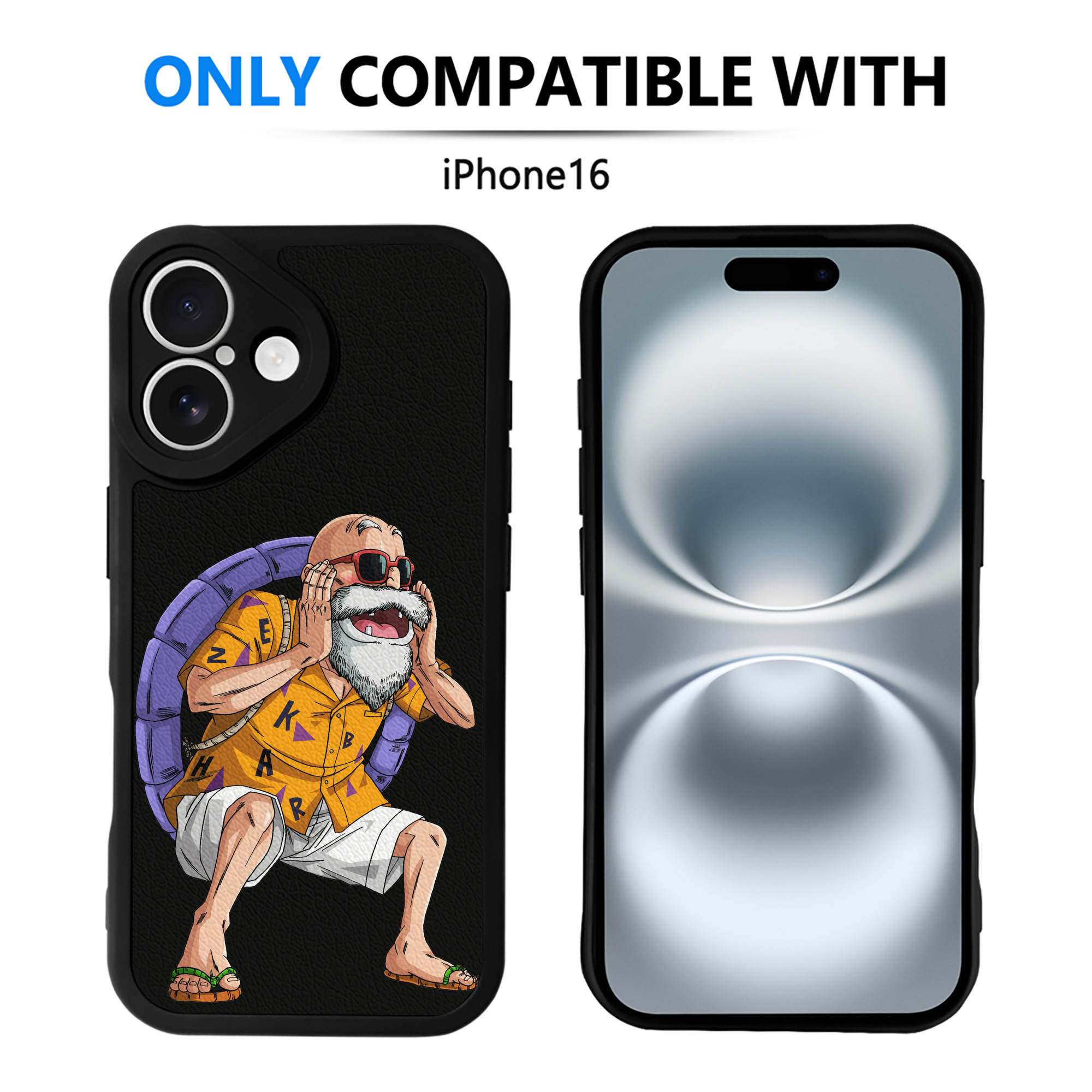 （画像用） ドラゴンボール 亀仙人（かめせんにん） DRAGON BALL Master Roshi Kame Sennin 【iPhone 16シリーズ対応】シリコンスマホケース（レザー調） 材質：シリコン